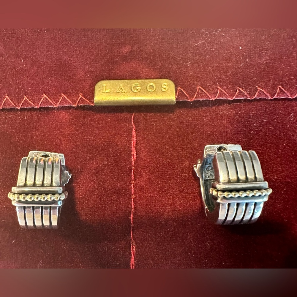 Two Tone Vintage Lagos Huggie Earrings